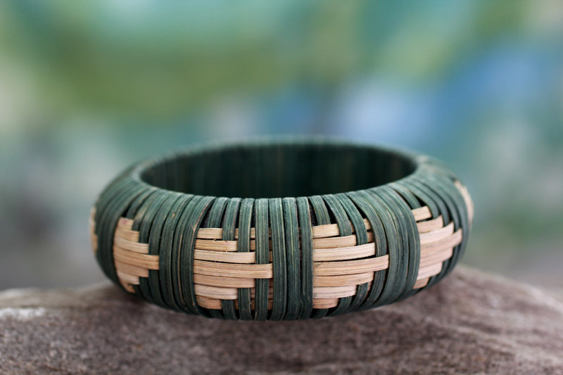 Handcrafted rattan bangle bracelet, 'Toward the Forest' by India's Kalyani Gupta