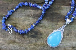 Lapis Lazuli & Chalcedony Pendant Necklace