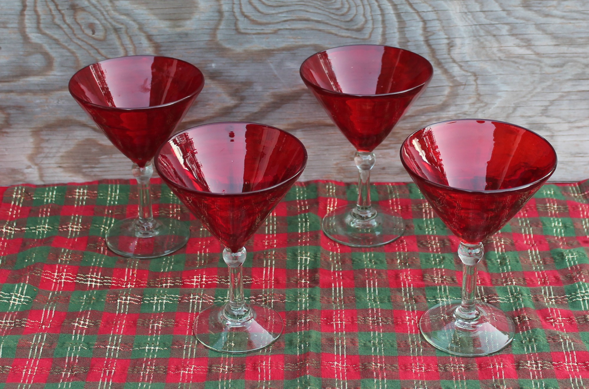 Holiday Table Settings - Red Martini Glasses