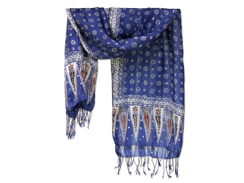 Best Mothers Day Gifts - Blue Silk Batik Scarf