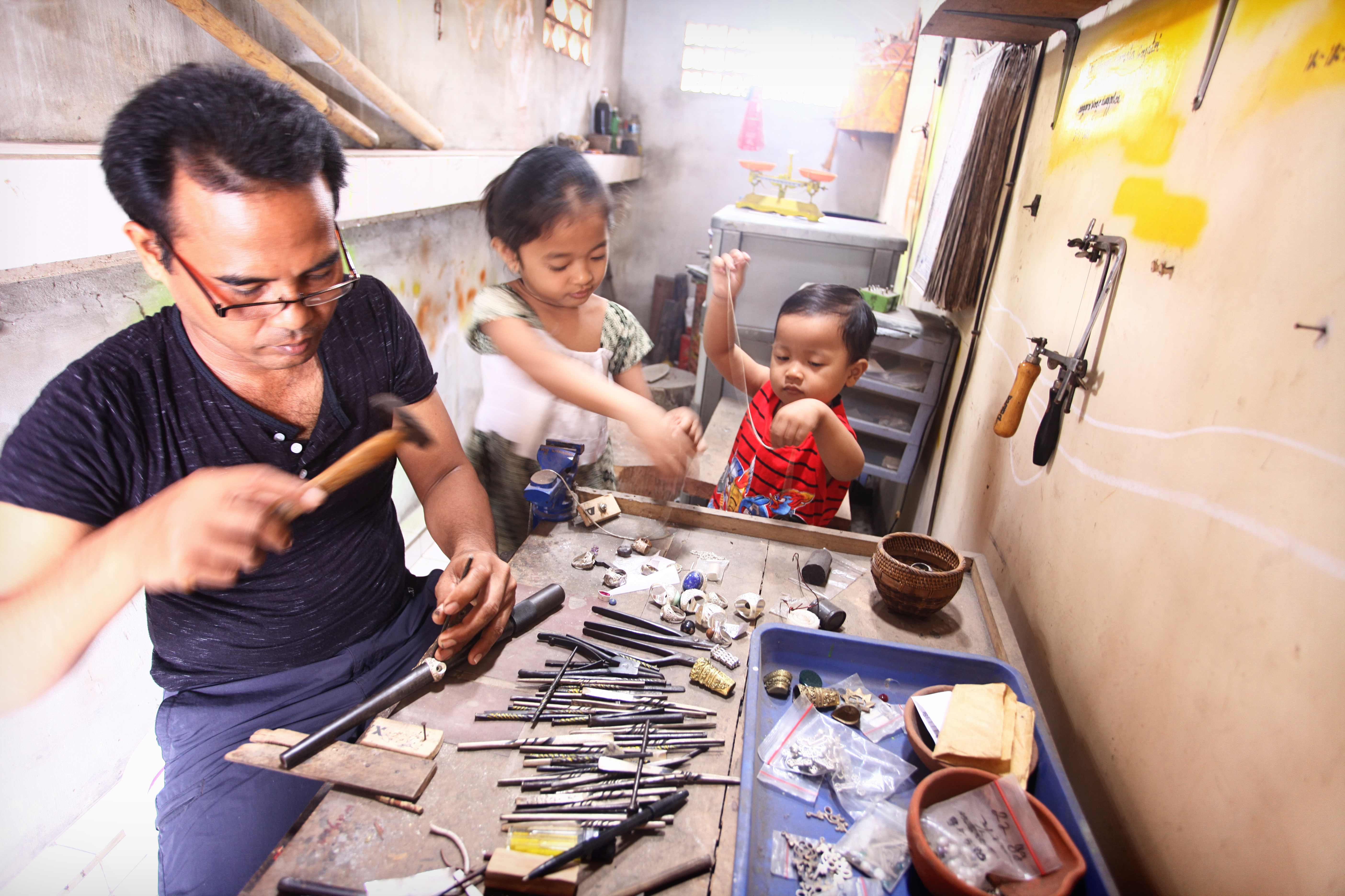 Komang in his workshop