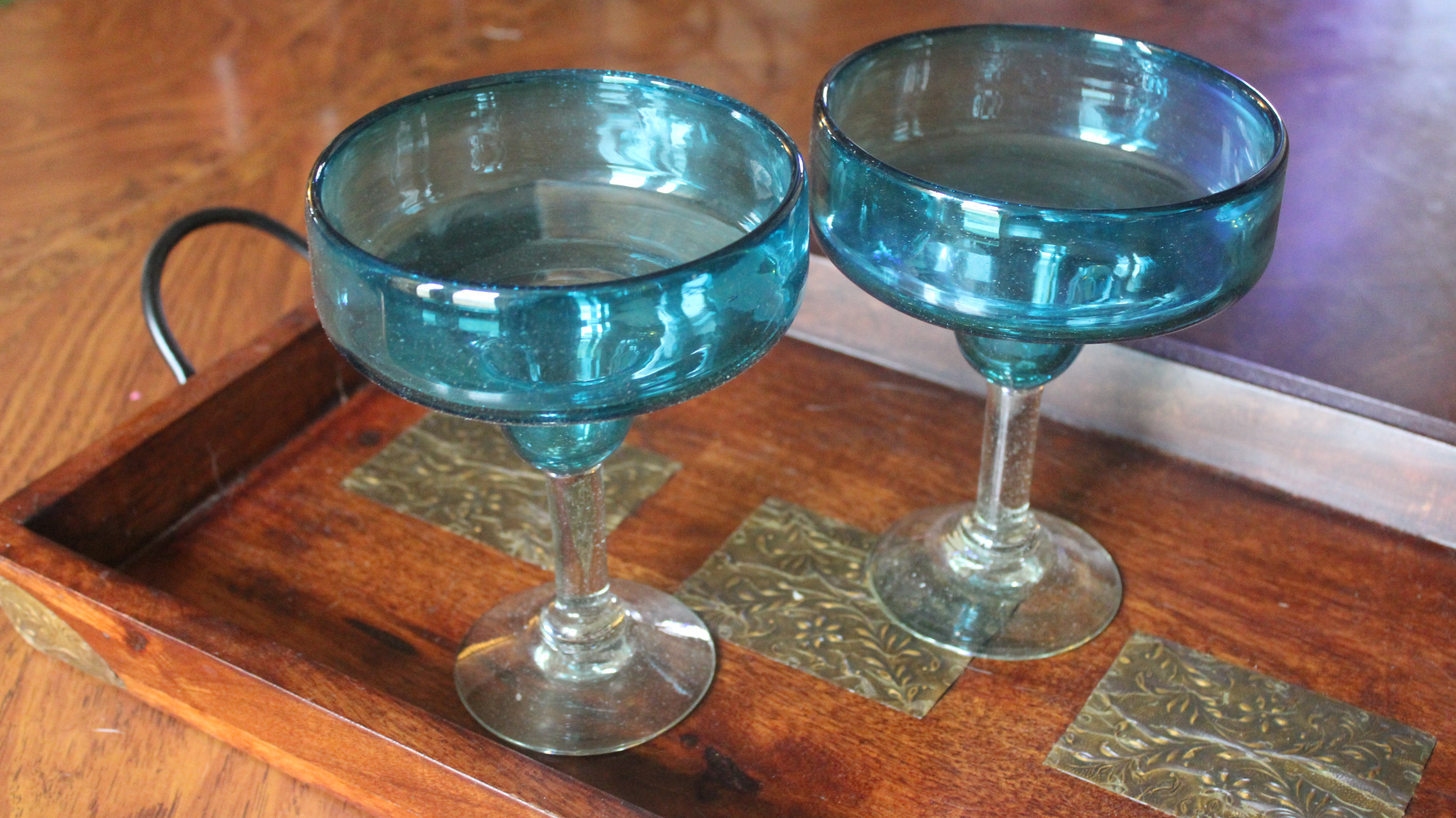 Handblown margarita glasses