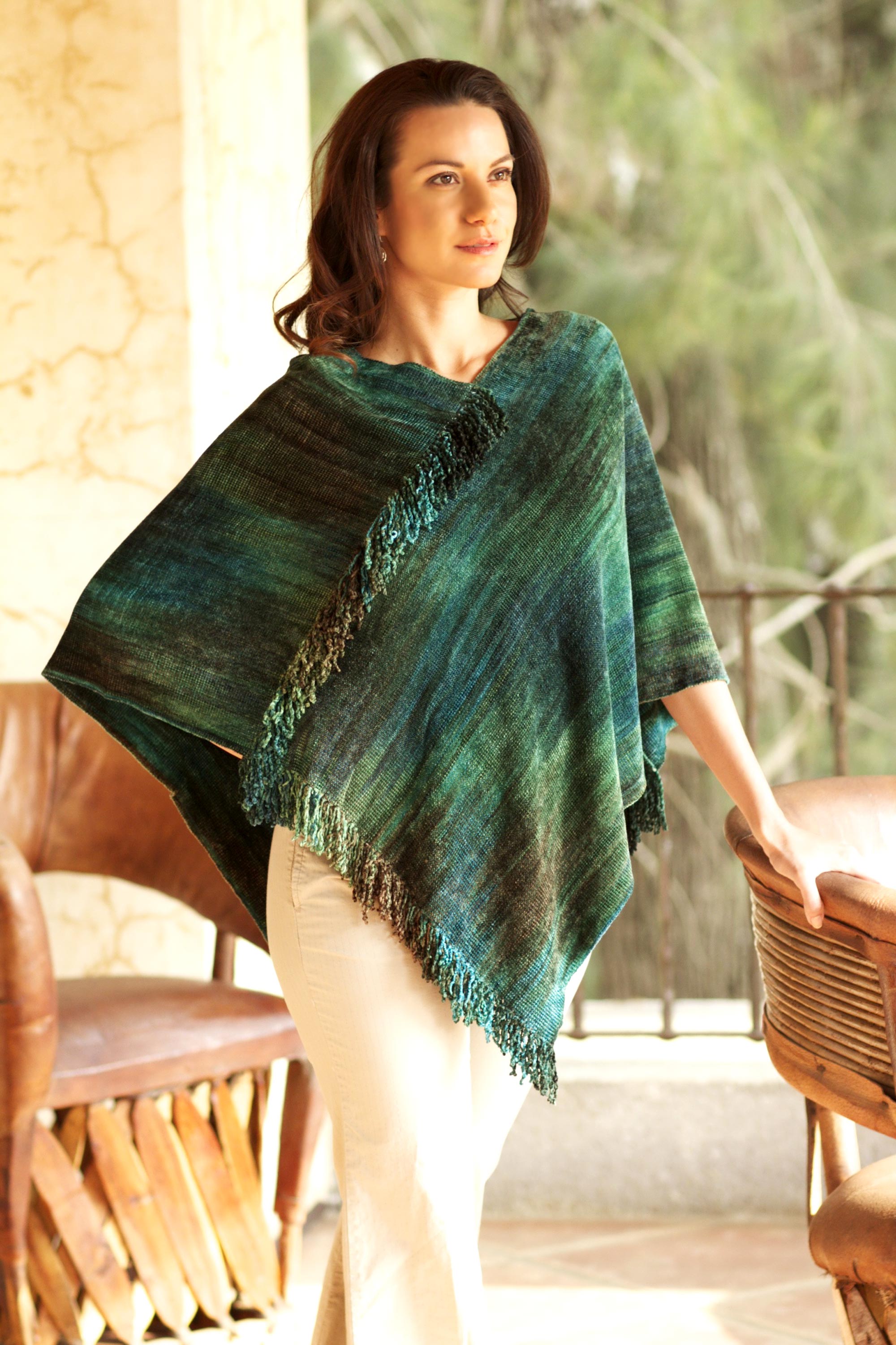 emerald green poncho