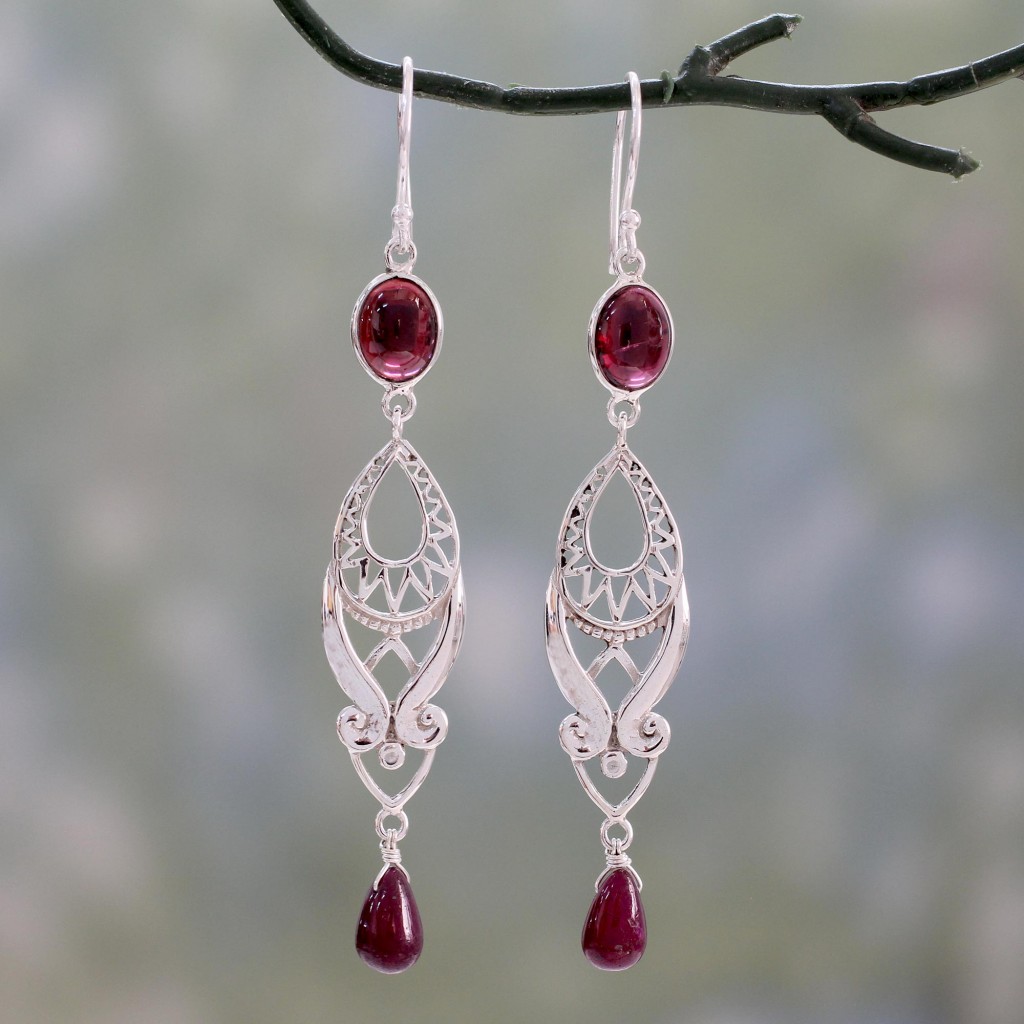 Ruby and Garnet dangle earrings