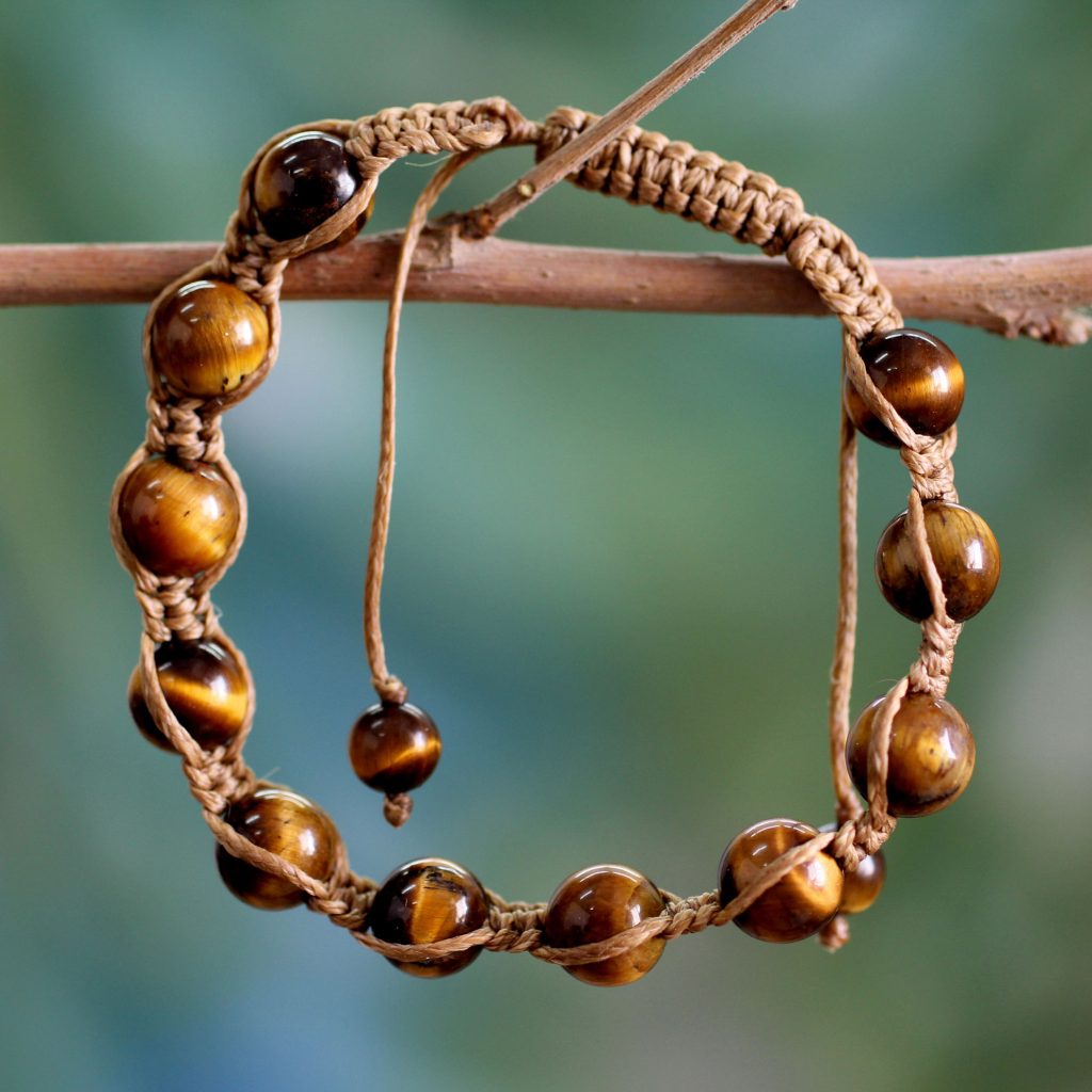 Tiger's eye Shambhala-style bracelet, 'Oneness'