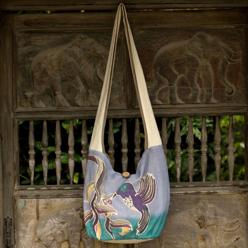 Purple Cotton Sling Handbag from Thailand, crossbody bag, 