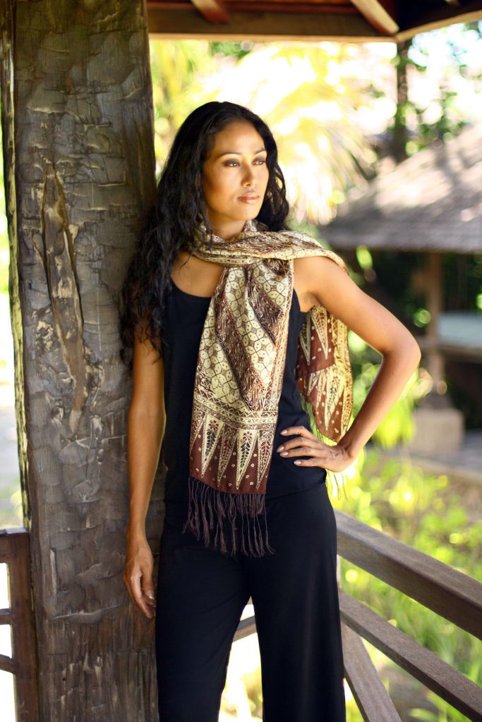 Handmade Silk Batik Scarf, 'Harmony' by Yuni Kristina / NOVICA