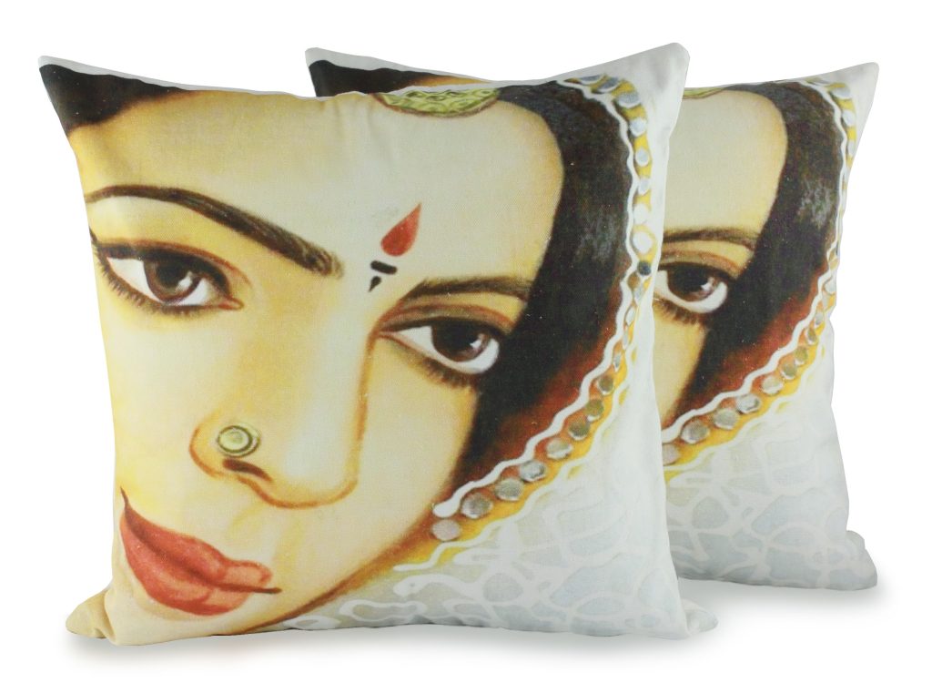 Cotton Cushion Covers from India (pair), 'Rajasthan Belle'