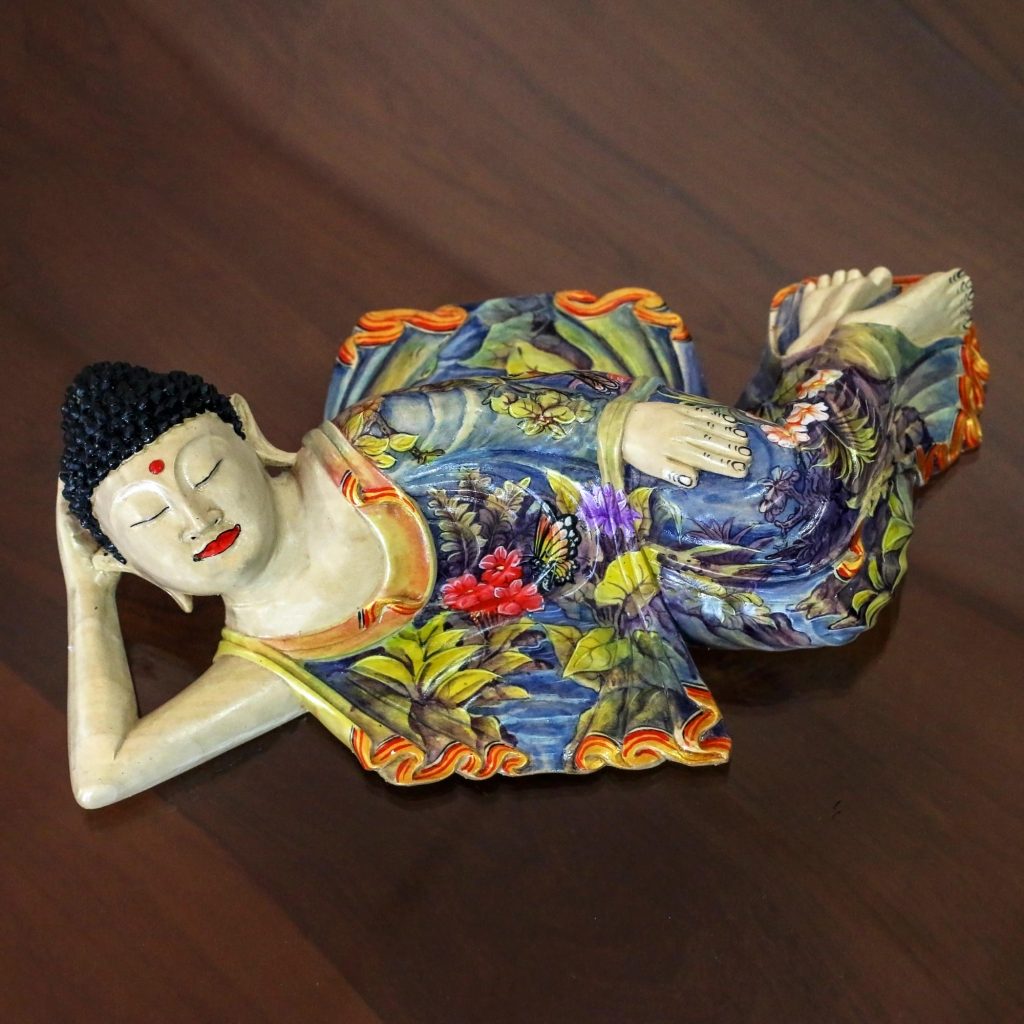 Balinese Hand Crafted Signed Wood Sculpture of Buddha, 'Sleeping Balinese Buddha' Fair Trade NOVICA Collectible Figurine Art