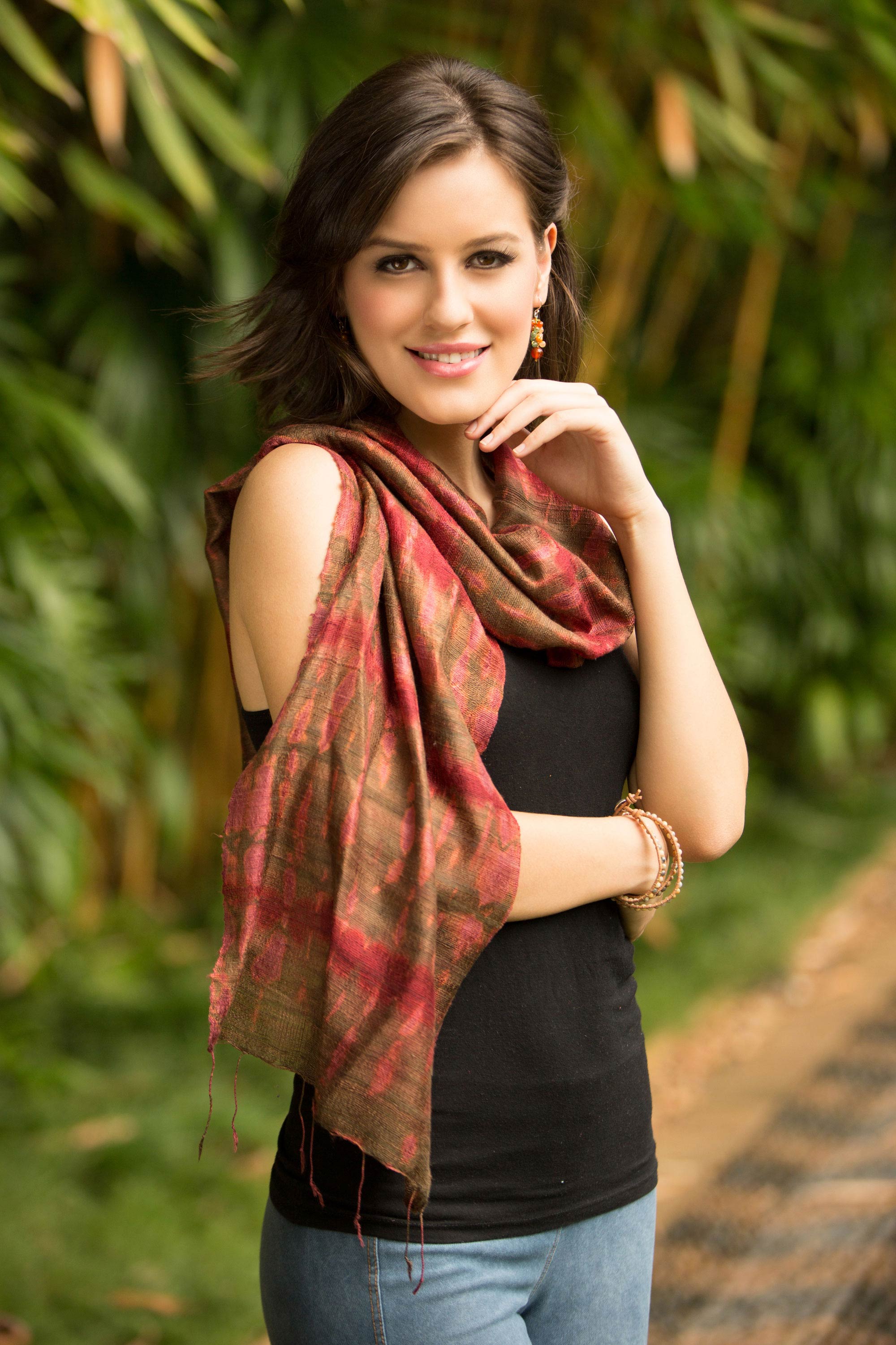 Silk scarf, 'Siam Adventure'