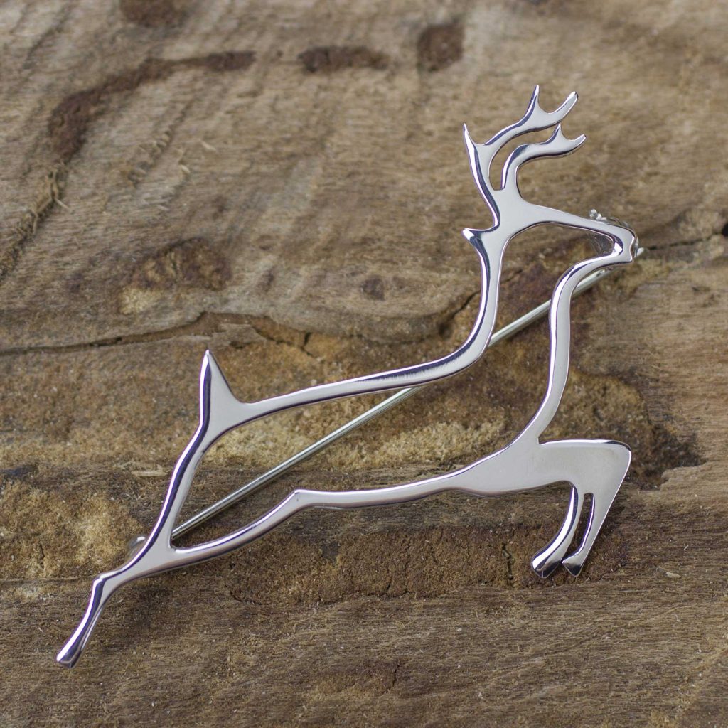 Sterling Silver Brooch Pin Taxco Artisan Jewelry, 'Deer Protector'