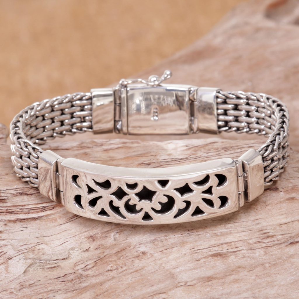 Men's Sterling Silver Link Bracelet, 'Balinese Knight' jewelry NOVICA Fair Trade