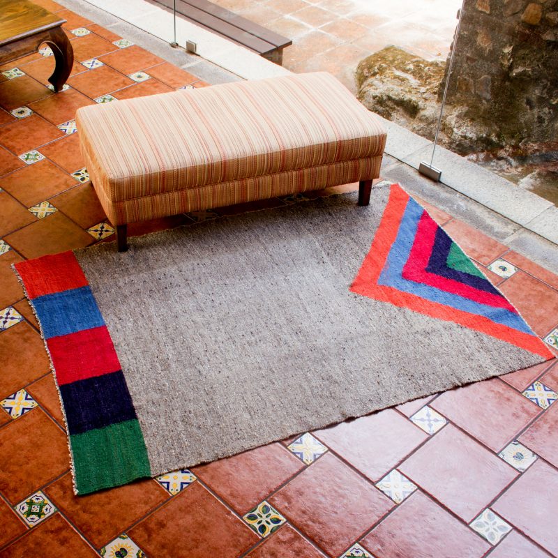 Geometric Wool Area Rug from Central America, 'Volcano in Color'