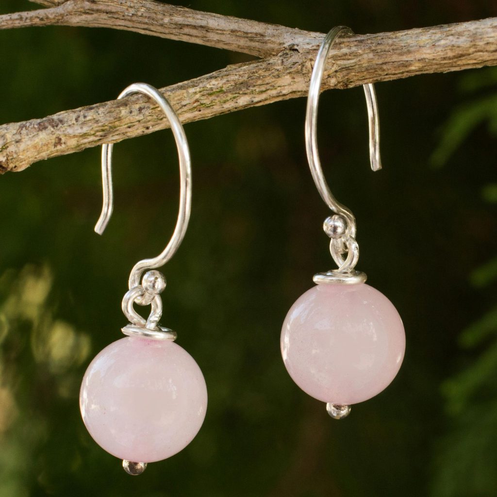 Coquettish Pink Tourmaline & Rose Quartz Gold Earrings