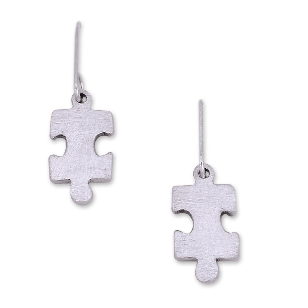 Handcrafted Modern Fine Silver Dangle Earrings, 'Puzzle' 