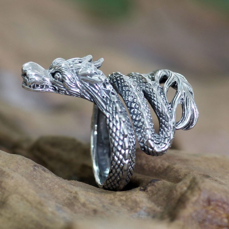 .925 Sterling Silver Baby Dragon Wrap Ring NOVICA 