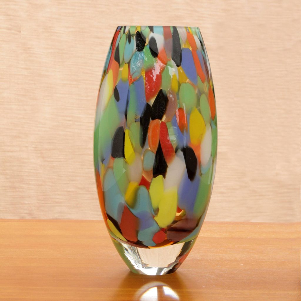 Unique Murano Inspired Glass Vase, Carnival Confetti