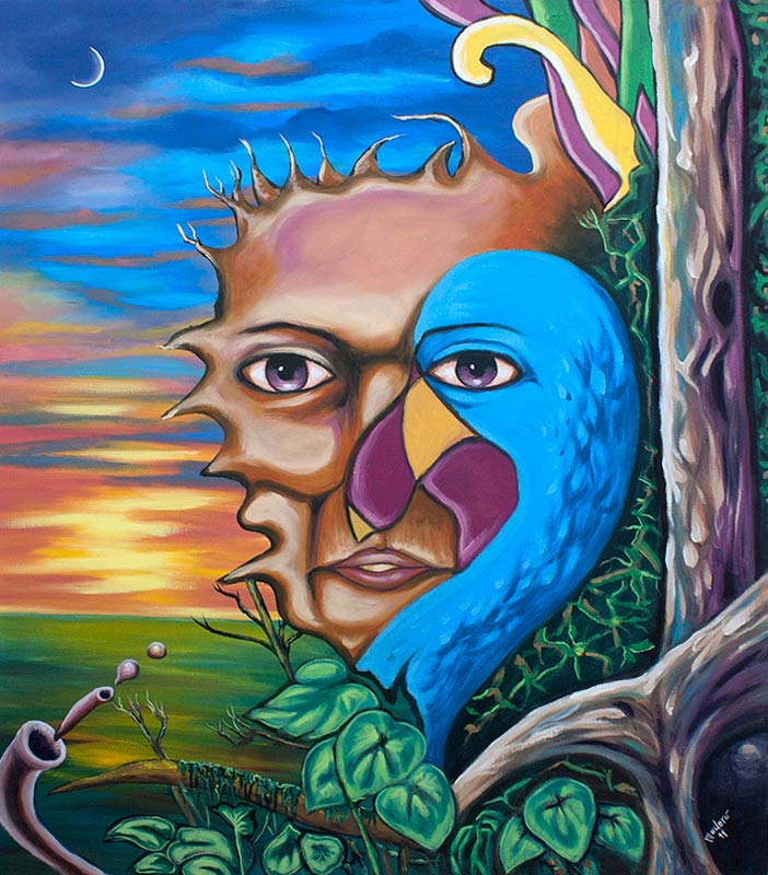 Surrealist Painting, 'Lord of the Jungle' by Madero fine art on canvas
