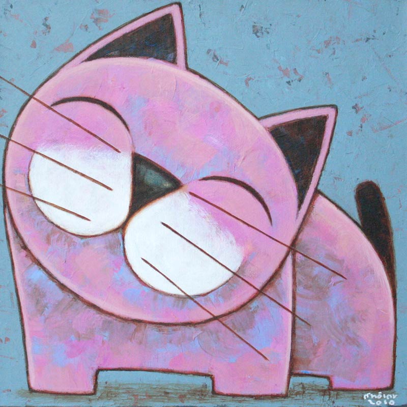 Naif Cat Painting, 'Wonderful Day' Fine Art NOVICA Fair Trade