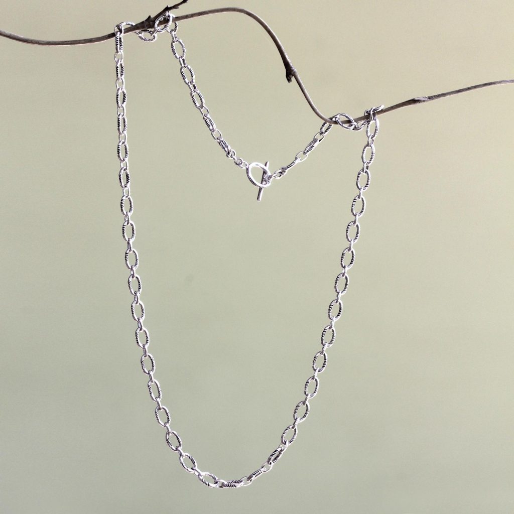 Fair Trade Sterling Silver Chain Necklace, 'Kuta Muse' Link NOVICA