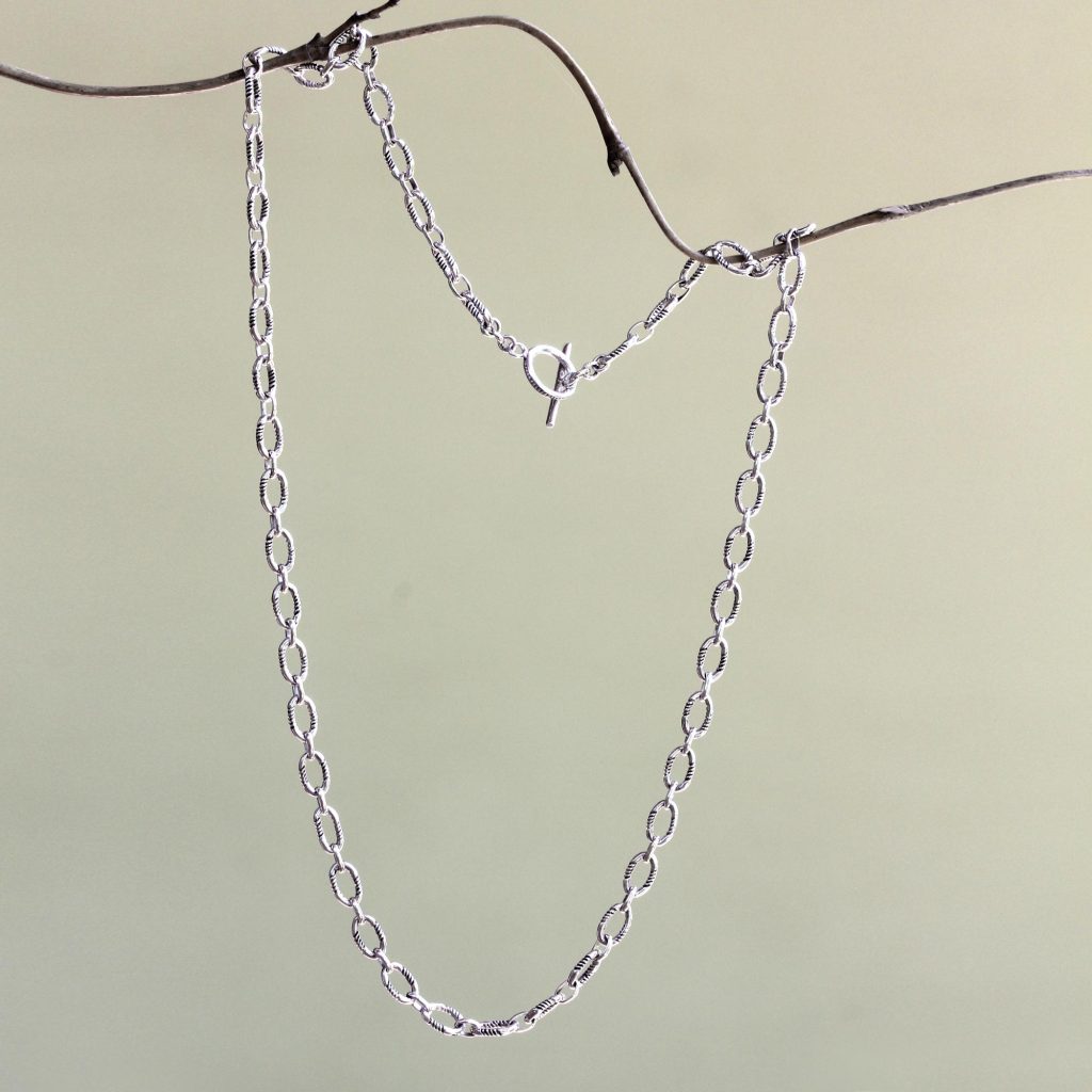 Fair Trade Sterling Silver Chain Necklace, 'Kuta Muse' Link NOVICA