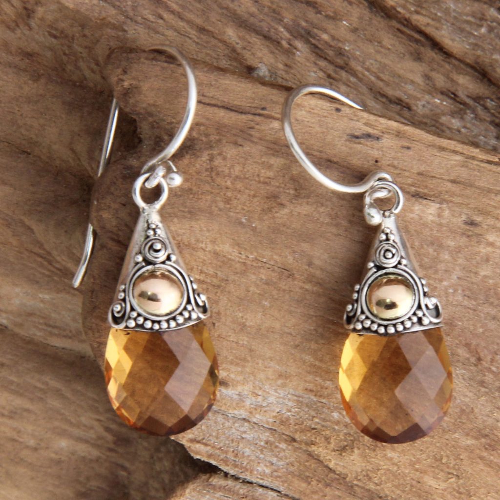 Hand Crafted Citrine and Sterling Silver Earrings, 'Sunny Glow' NOVICA Fair trade