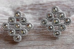 Marcasite and Sterling Silver Button Earrings from Thailand, 'Looking Good'