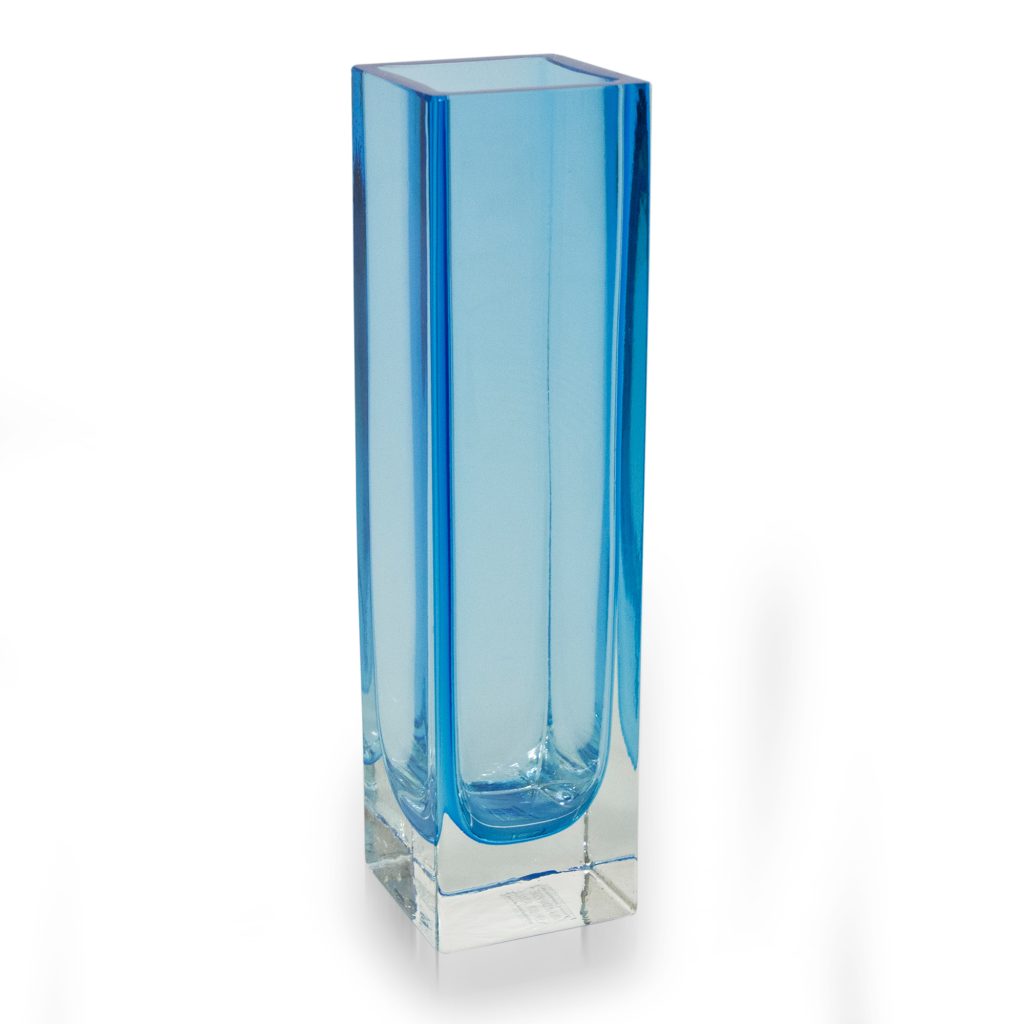 Hand Blown Blue Glass Vase Murano Inspired from Brazil, 'Radiance in Aquamarine' NOVICA Fair Trade