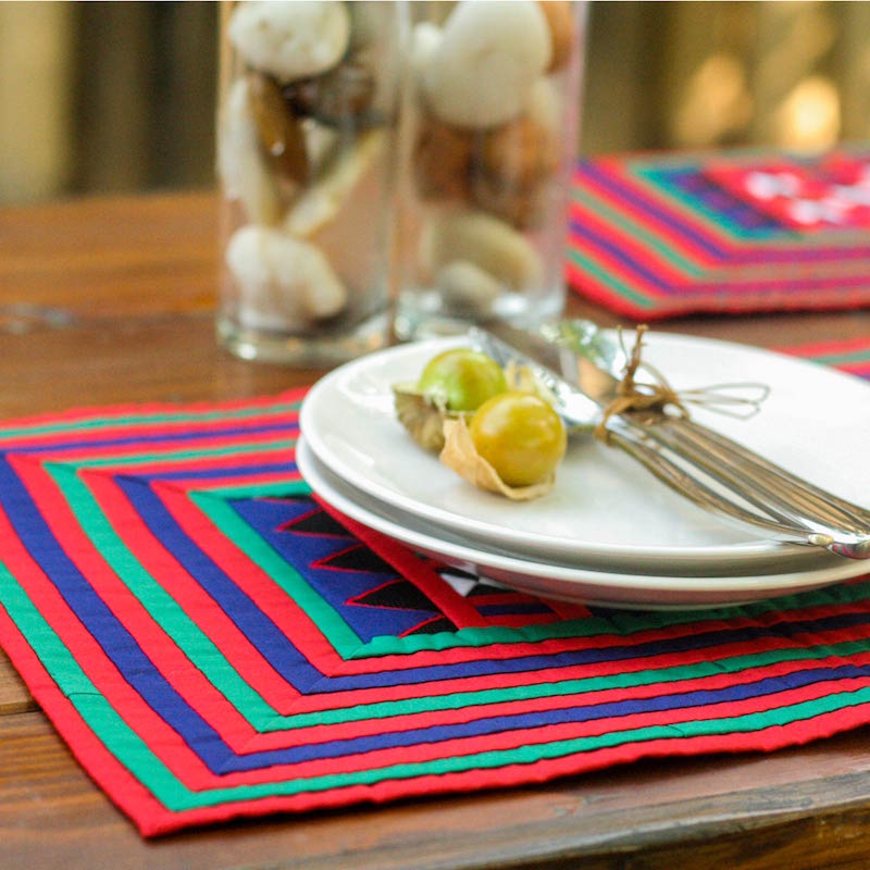 Hill Tribe Thailand Cotton placemats, 'Festivities' set of 4 NOVICA Fair Trade