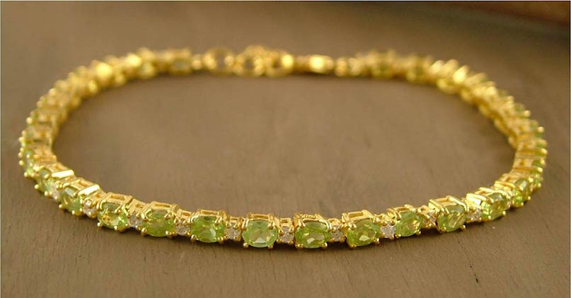 Gold vermeil peridot tennis bracelet Golden Twilight 22 carat cubic zirconia