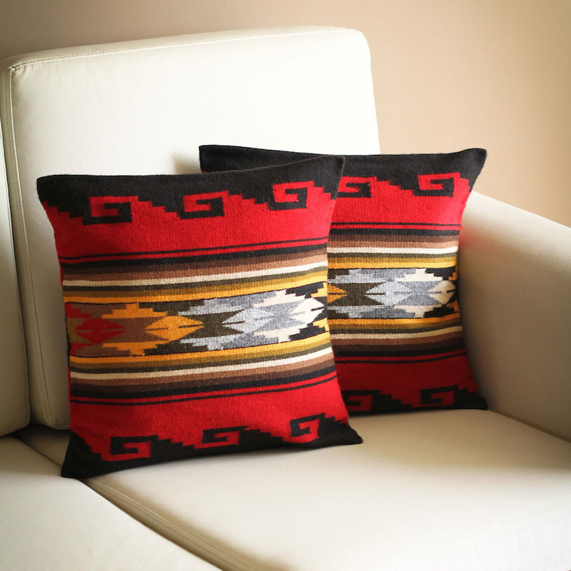 Alpaca cushion covers Red Sea Pair 2 wool hand loom