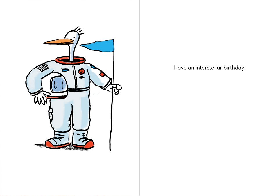 Have an interstellar birthday duck in spacesuit astronaut