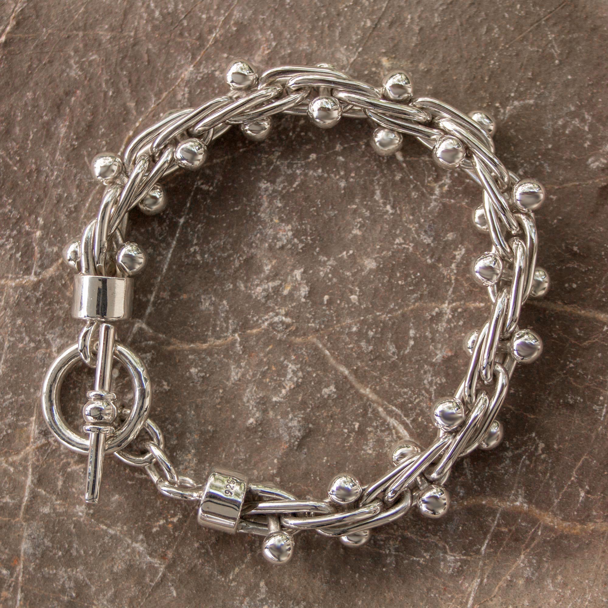 Modern Taxco Silver Link Bracelet, 'Charisma'Sterling 925 NOVICA Mexico