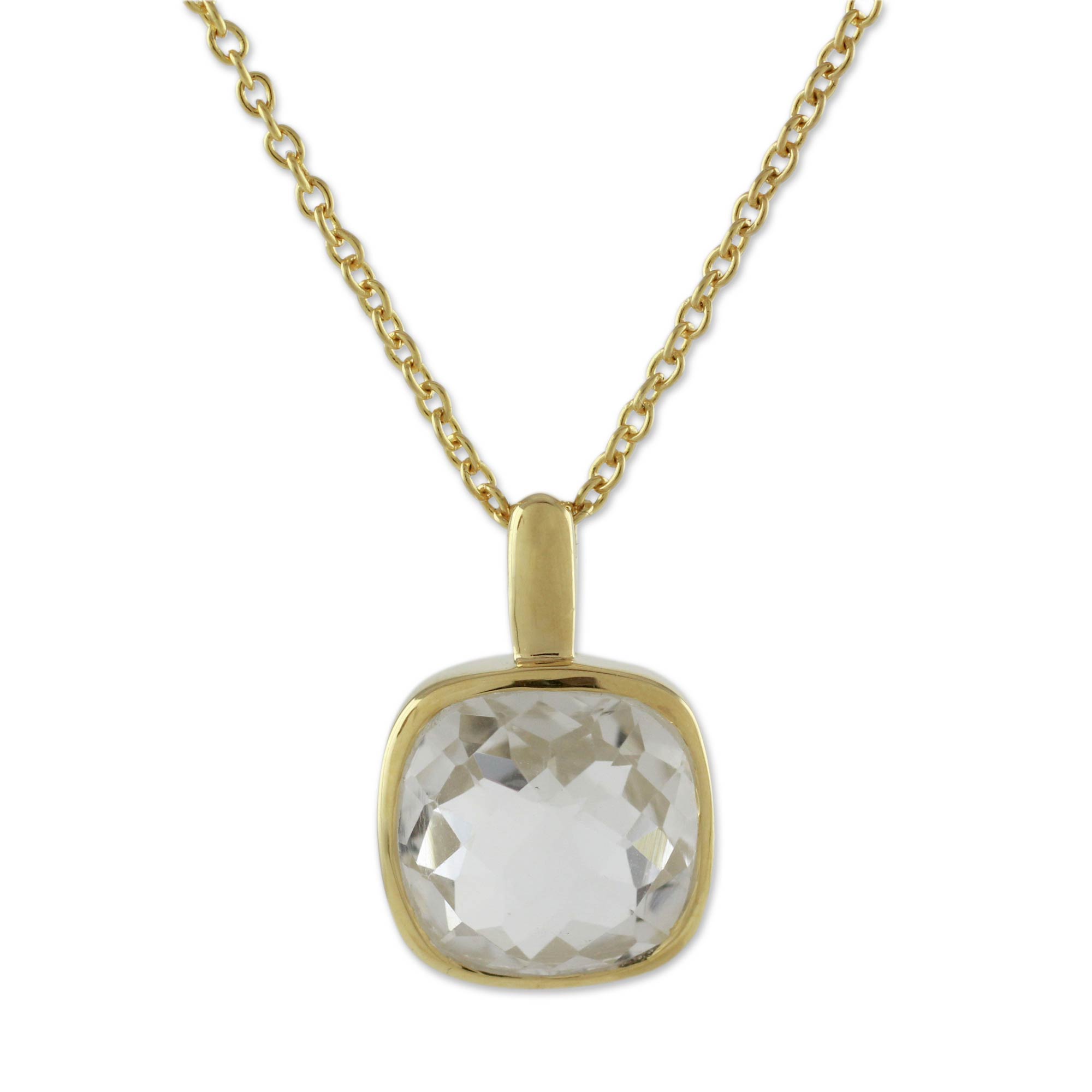 Gold vermeil quartz pendant necklace, 'Modern Charm'