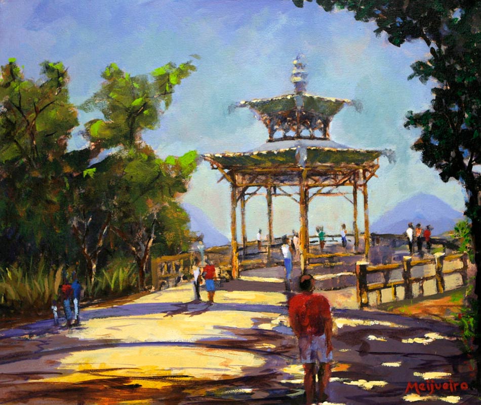 Landscape Impressionist Painting, 'View of Chinesa Rio' Original fine art NOVICA Fair Trade on canvas