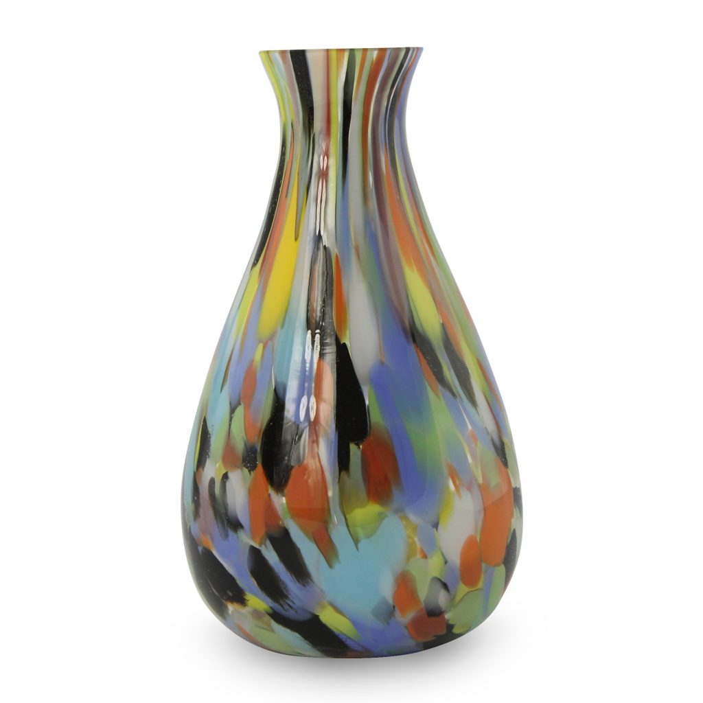 Brazilian Murano Inspired Glass Vase, 'Carnival Colors' Hand blown original art home decor collectible Artistic Gifts for Teachers