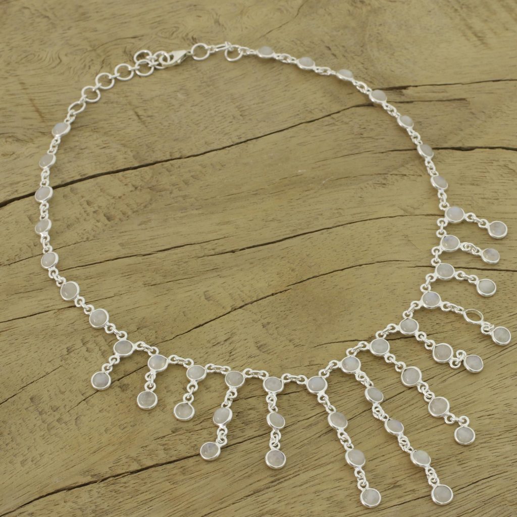 Artisan Jewelry Sterling Silver Choker Moonstone Necklace, 'Radiance' How to Wear Choker Necklaces