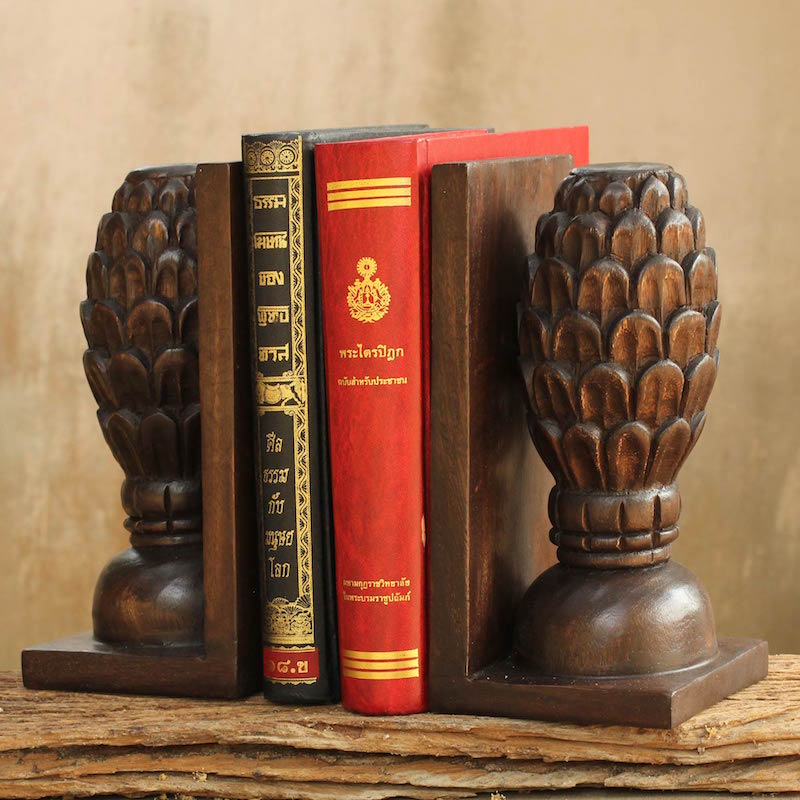 Wood bookends Pair Trees of Knowledge Hand carved home decor fair trade Artistic Gifts for Teachers