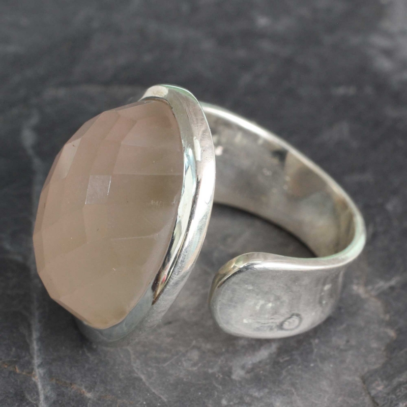 Statement Jewelry Artisan Crafted Rose Quartz Wrap Ring, 'Jaipur Opulence' Rose quartz jewelry sterling silver cocktail ring