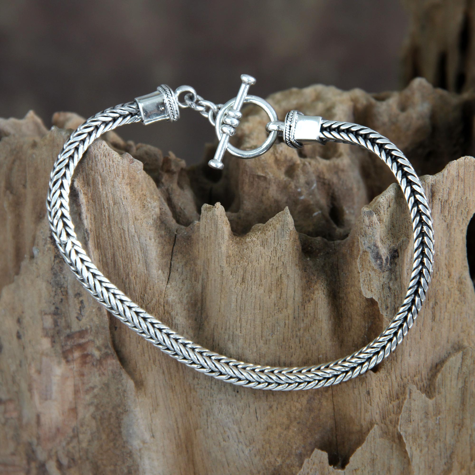 Balinese Braid Men's Sterling Silver Chain Bracelet Men's bracelets, men accessories, men wristband 