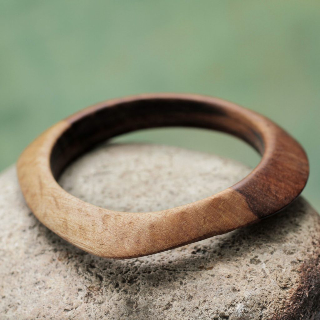 Forest Sigh Artisan Crafted Asymmetrical Wood Bangle Bracelet from Peruvian artisan Pats