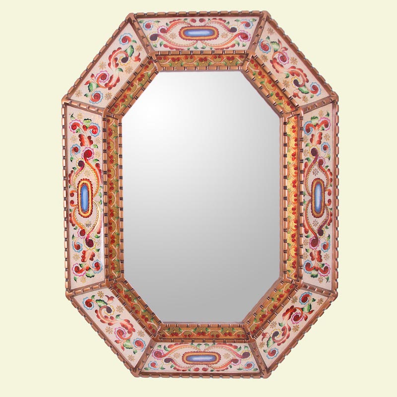 Colonial Enchantment Reverse Hand Painted Mirror Wall Art from Peru Original Fair trade
