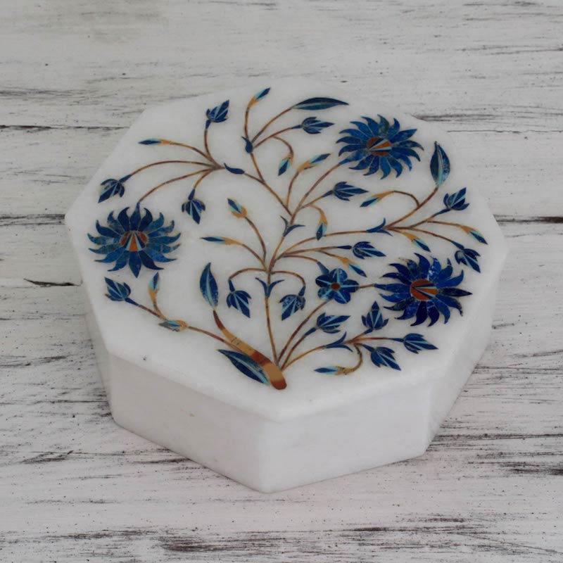 Country Meadow Handcrafted Marble Inlay Jewelry Box