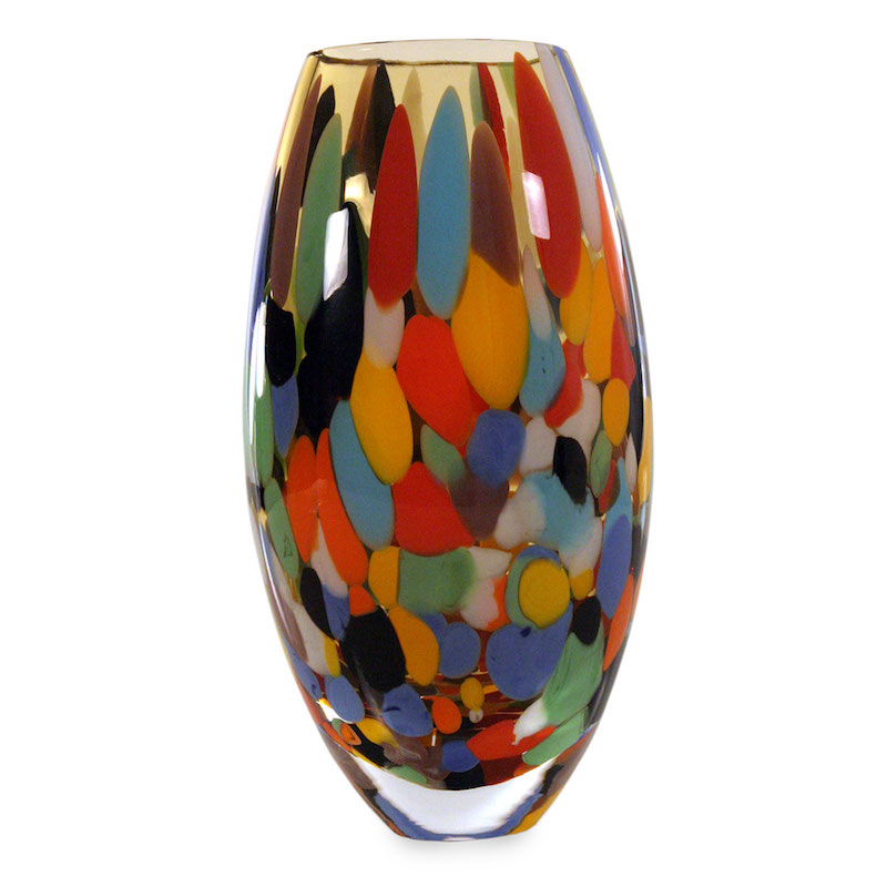 Carnival Confetti Murano Inspired Blown Glass Vase