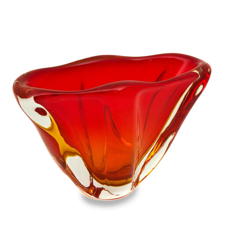 Sensual Ombre Murano-Inspired Hand Blown Art Glass Decorative Vase Murano Inspired Blown Glass