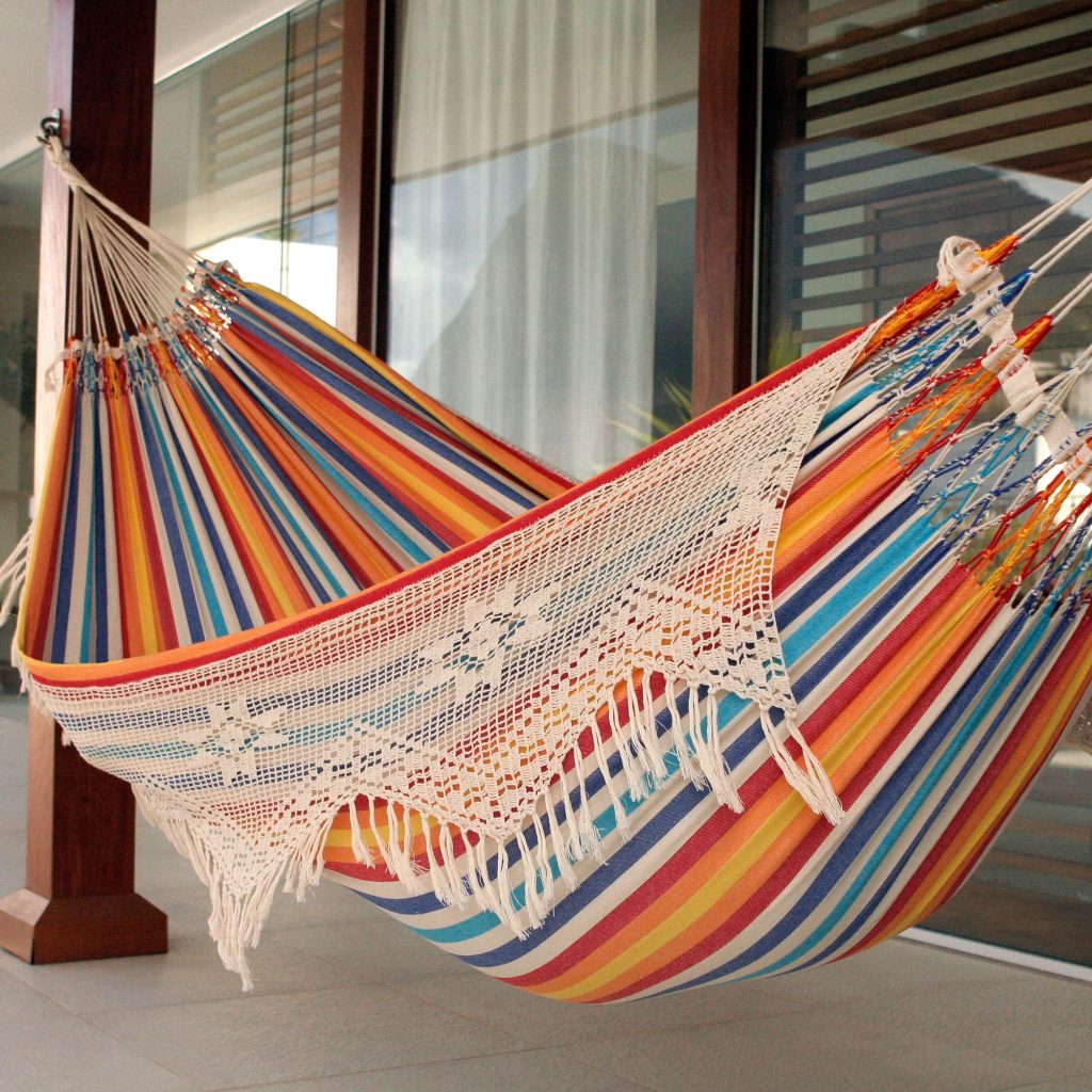 Festive Brazil Artisan Crafted Cotton Striped Hammock (Double) Wedding Gifts Galore