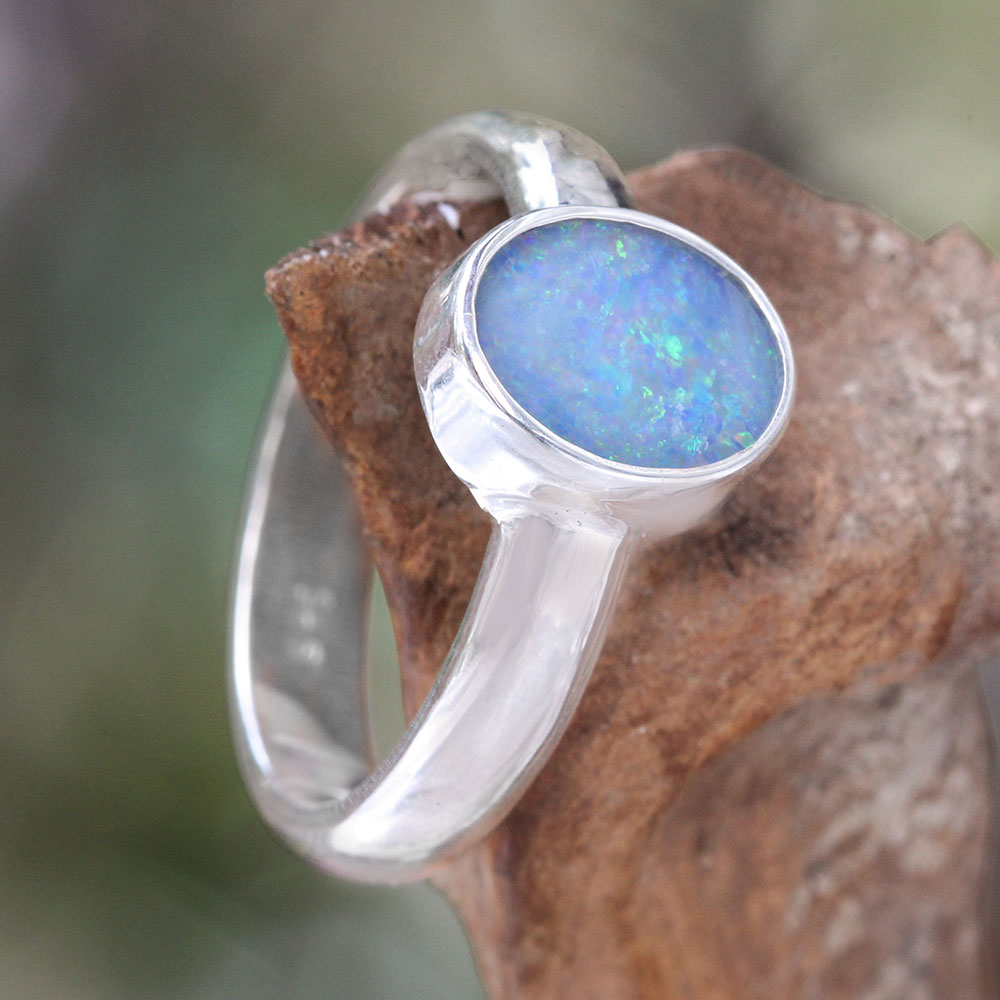 Intensity Opal Ring Handcrafted Sterling Silver and Opal Ring October's birthstone: the opal