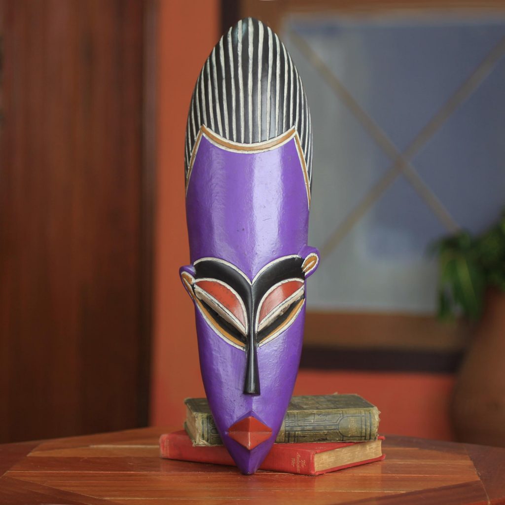 Enigye Happiness Beautiful African Mask Crafted by Hand Wall Art Hand Carved Hand Painted