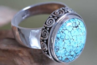 Heavenly Handcrafted Balinese Silver Natural Turquoise Ring, turquoise ring, cocktail ring, birthstone jewelry, turquoise