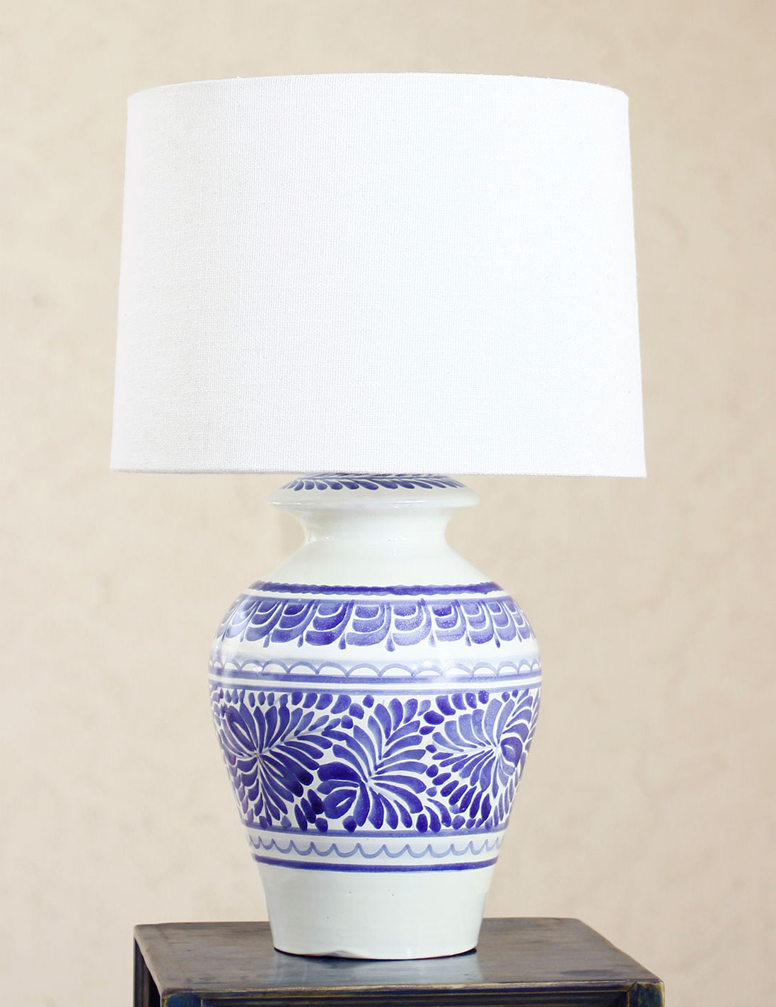 Song of Talavera Majolica ceramic table lamp hand painted blue and white lamps and lighting